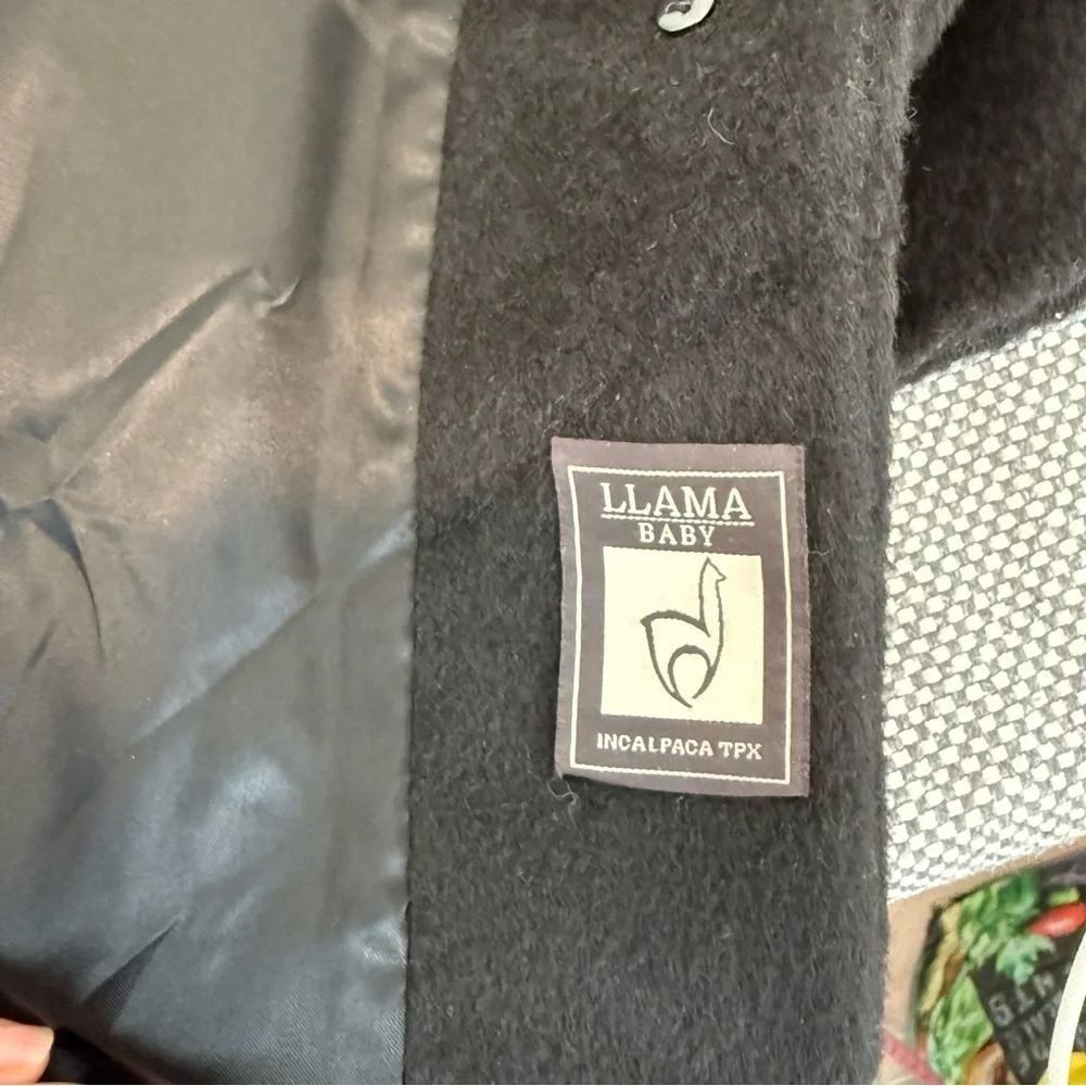 Hilary Radley Baby Llama Wool Blend Overcoat Women 14 Black Incalpaca Jacket